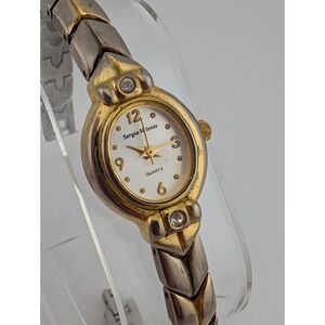 Sergio Valente Watch Women 19mm Case Two Tone 7" Band- New Battery
